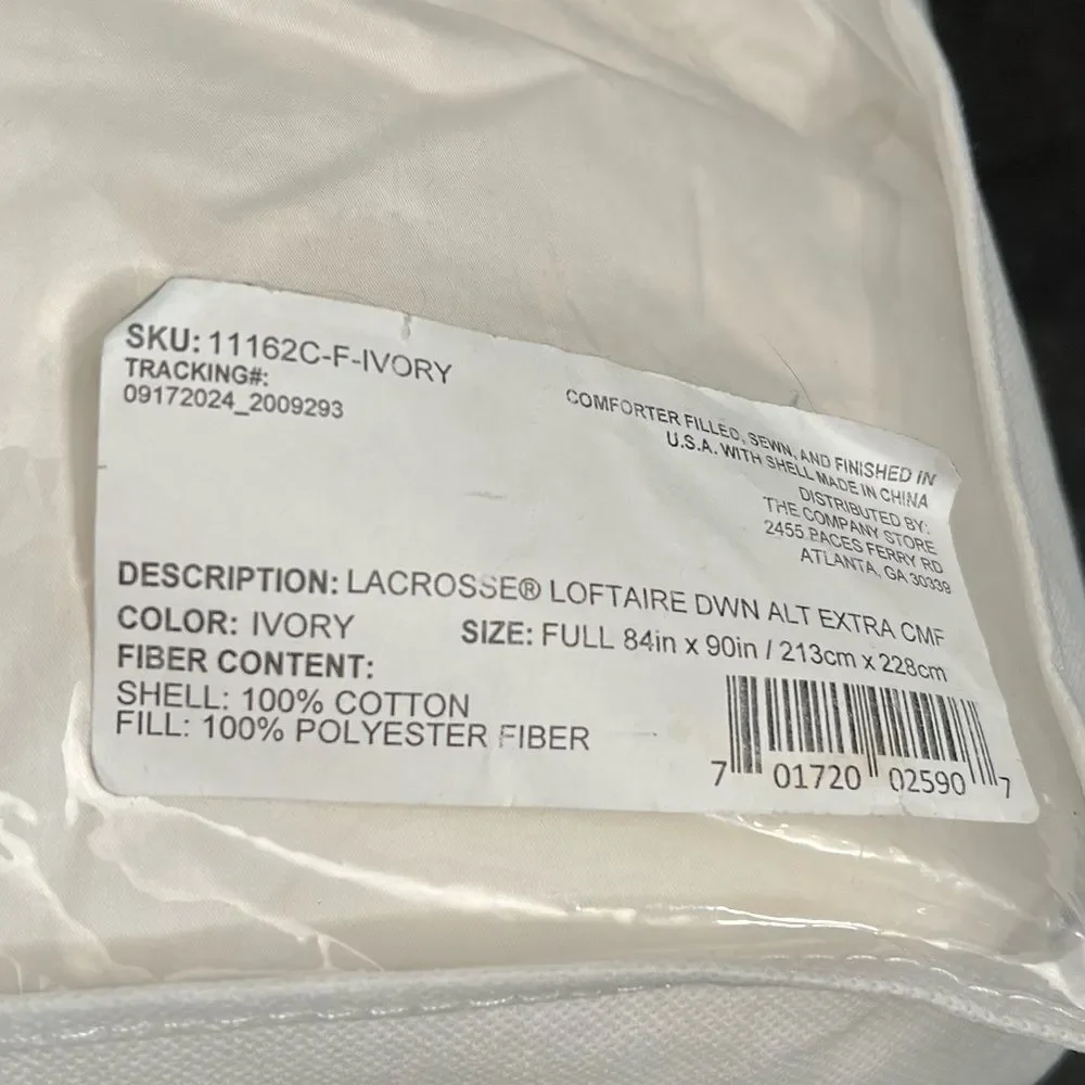 The Company Store LoftAIRE™ Down Alt Extra Comforter in Ivory, Full Size, New!